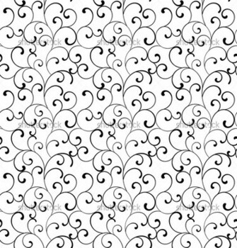 Seamless Pattern With Black Swirls On A White Background Royalty