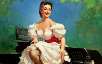 Seniorita Vintage Pin Up Wallpaper
