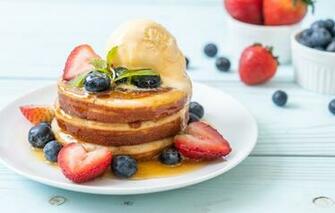 Wallpaper Berries Blueberries Strawberry Honey Pancakes