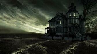 Scary House Halloween Moon Night Sky Tree
