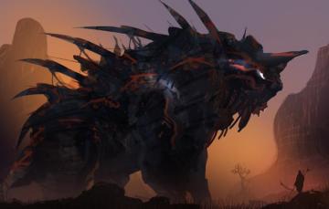 Wallpaper Figure Monster Silhouette Landscape Beast Art