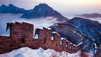 Bing Fotos Snow On The Great Wall Beijing China Panorama