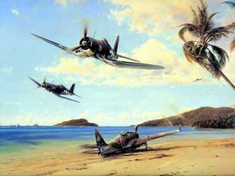 Art Aviation Paintings Beach Corsairs F4u Corsair