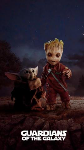 Baby Yoda Groot In Wallpaper Marvel Comics