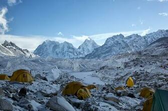 Snow Landscape Mountains Tents Camp Camping Wallpaper