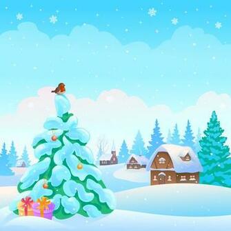 Cartoon Winter Nature Background Vector