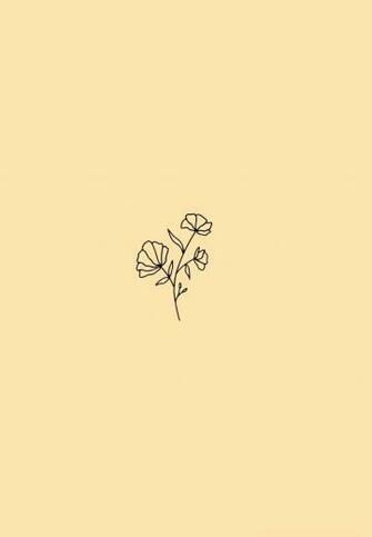 Minimalist Flower Wallpaper Pastel Yellow Background iPhone