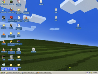 Windows Xp Bliss Desktop Background Recreated In Minecraft