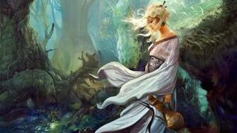 Fantasy Girl Pitcher Blonde Woods Desktop Wallpaper Hq