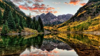 Picture Usa Maroon Bells Colorado Spruce Autumn Nature Wallpaper