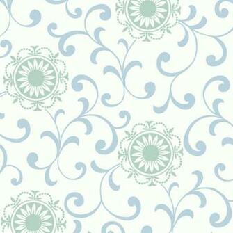 Mint And Blue Medallion Scroll Wallpaper Rosenberryrooms