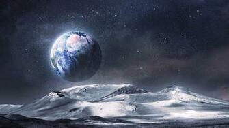 Alien Landscape Planet Stars Earth Moon Wallpaper Background Pictures