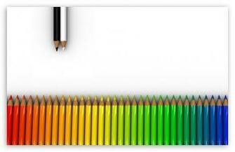 Colorful Crayons White Rainbow Dual Monitor HD Desktop Wallpaper