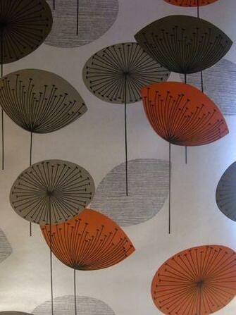 Dandelion Clocks Red Modern Wallpaper By The Metre