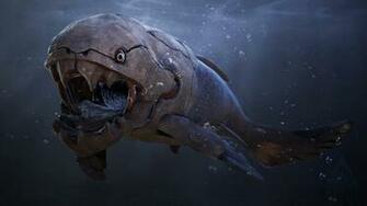 Gray And Black Fish Digital Wallpaper Fantasy Art Creature