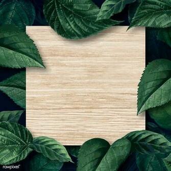 Premium Vector Of Wooden Square Poster On A Leafy