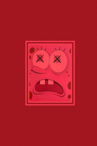 Kaws Spongebob Artwork With Colorful Background Wallpaper