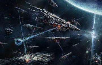 Wallpaper Stars Planet Nebula Spacecrafts Art