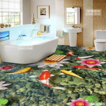 Shipping 3d Cobblestone Fish Figure Koi Flooring Wallpaper