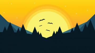 Minimal Scenery Forest Sunset Digital Art Wallpaper HD Image