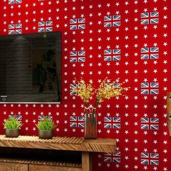 Britsh Style Flag Wallpaper Pure Paper Wall Bedroom Star