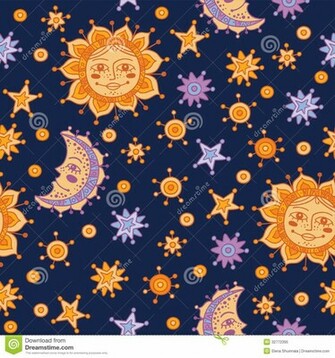 Sun And Moon Background Stars Seamless