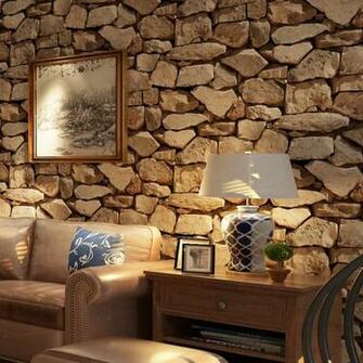 Vintage 3d Stereo Brick Wallpaper Rock Imitated