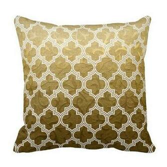 Gold Brocade White Quatrefoil Moroccan Lattice Trellis Pattern Throw