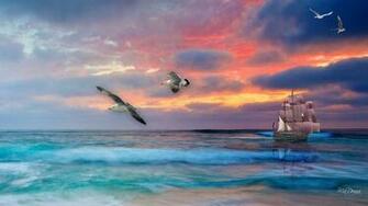 Coucher De Soleil Voilier Wallpaper
