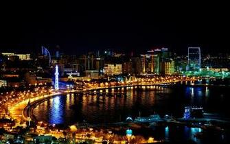 Wallpaper Baku Azerbaijan Night Coast Cities Building