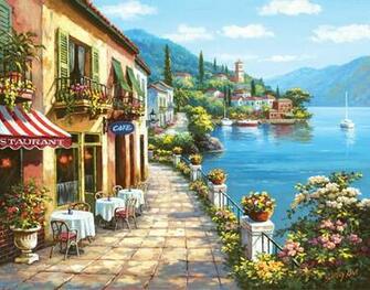 Overlook Cafe I Wall Mural By Sung Kim Italian Wallpaper