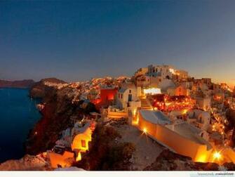 Night Lights Santorini Wallpaper Truly Beautiful