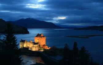 Castles Wallpaper Clouds Sea Hills Scotland