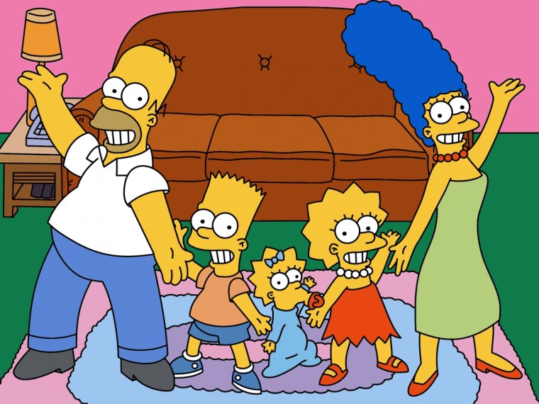 The Simpsons Pose In Living Room