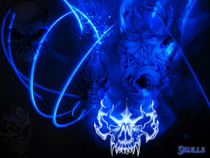Blue Skull Wallpaper Scary