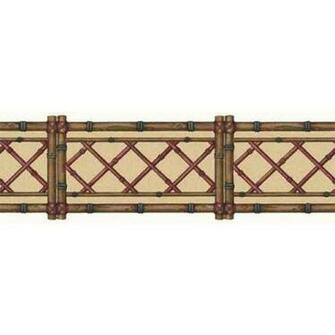Bamboo Lattice W Red Laser Cut Wall Border All Walls Wallpaper