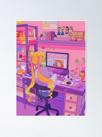 Happy Work From Home Usagi Art Poster By Beverleyriley