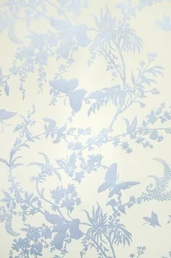 Tropical Floral Wallpaper Striking Cream With Metallic Blue