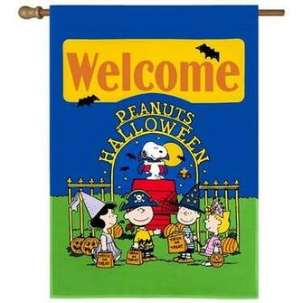 Halloween Peanuts Welcome House Flag