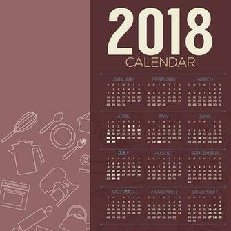 Calendar Template With Kitchenware Background Vector
