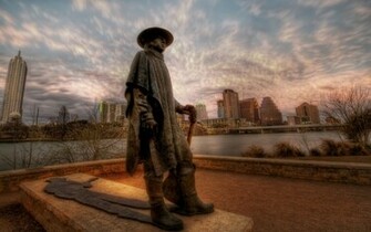 Austin Memorial Skyscrapers Stevie Ray Vaughan Wallpaper