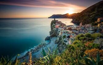 Wallpaper Italy Panorama Coast Cinque Terre Sea Vernazza