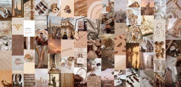 Boho Beige Trendy Aesthetic Wall Collage Kit Digital