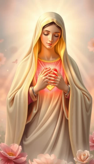 Mother Mary Heart Mobile Wallpaper