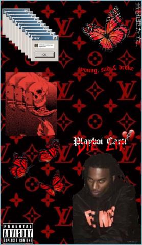Playboi Carti X Lv In Rapper Wallpaper iPhone Red