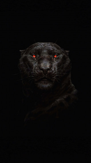 A Black Leopard With Red Eyes On Dark Wallpaper