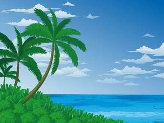 Summer Beach And Palm Trees Desktop Wallpaper