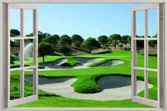 Huge 3d Window Golf Fairway Wall Stickers Mural Film Art Decal