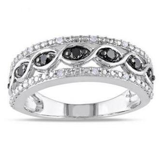 Black And White Diamond Rings Miadora Sterling Silver