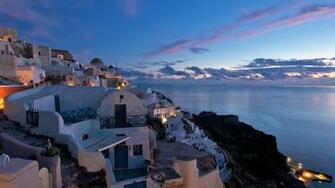 Beatiful Sunset Sky Above Santorini Wallpaper Greece